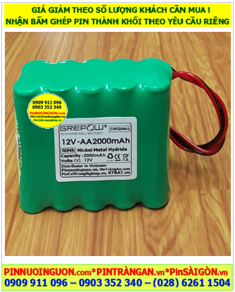 Pin nuôi nguồn 12v-AA2000mAh, Pin sạc 12v-AA2000mAh, Pin NiMh chất lượng cao GREPOW 12v-AA2000mAh